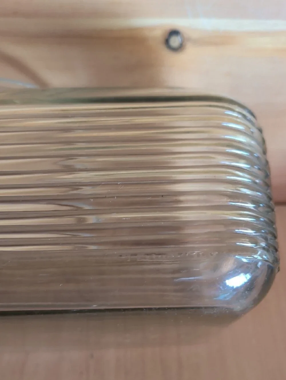 Antique Ribbed Clear Glass and Chrome Water Dispenser with Lid -